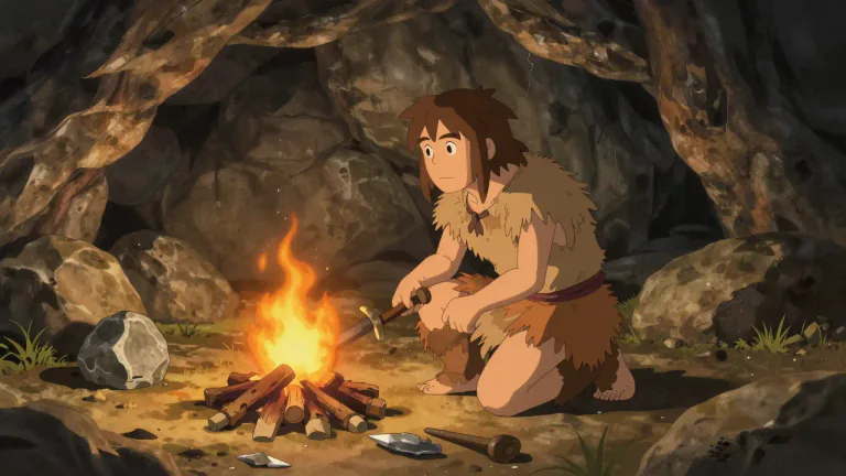 Visual representation of "troglodyte" - A person who lived in a cave in the past