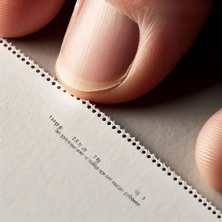 Visual representation of "perforation" - A line or small holes in paper allowing a part to be detached