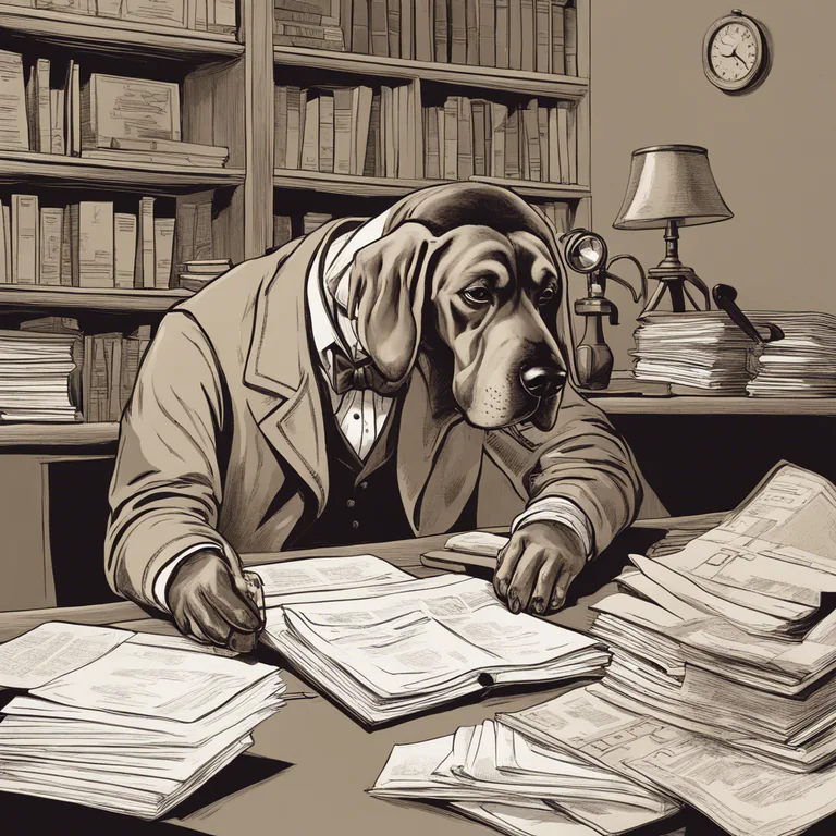 Visual representation of "bloodhound" - A person who is determined to find detailed information
