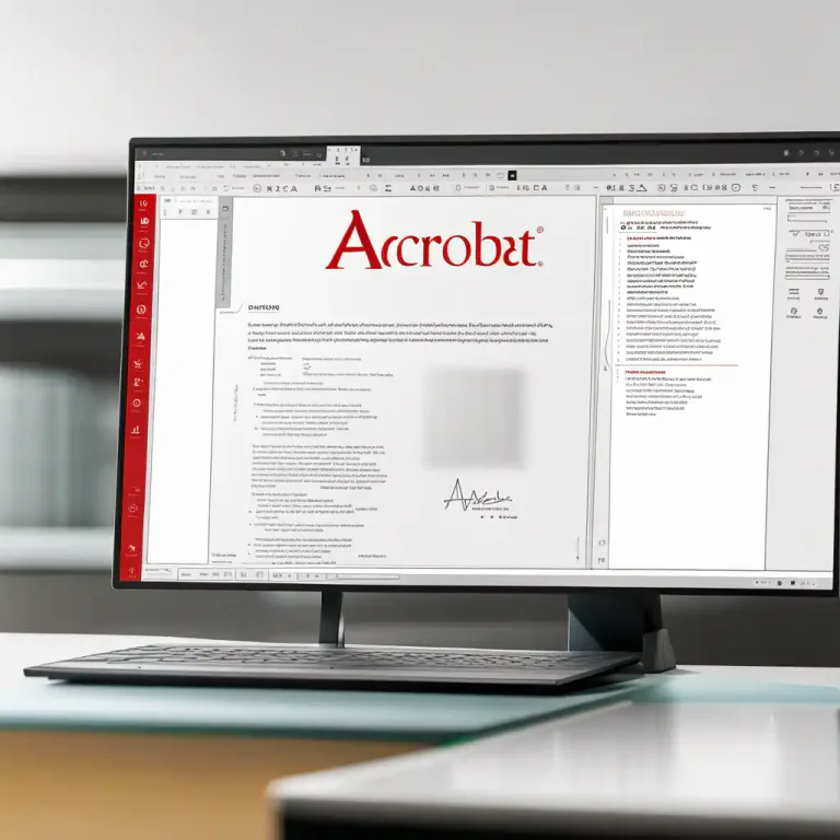 Visual representation of "acrobat" - Software that makes it possible to scan and read documents in PDF (Portable Document Format).