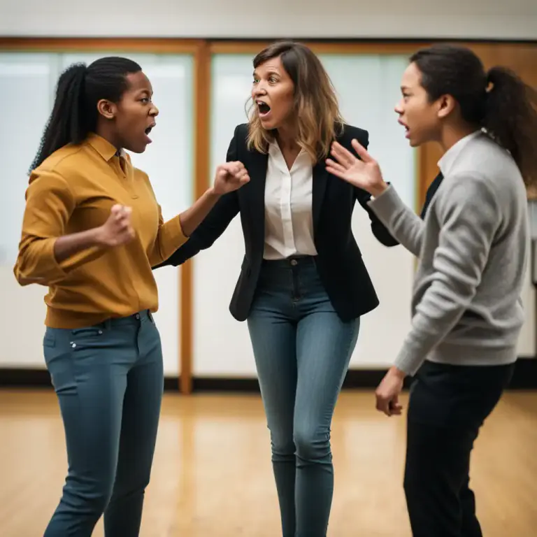 Visual representation of "break up" - As a teacher, to cause a fight or argument to stop.