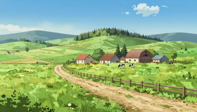 Visual representation of "rural" - Related to the countryside, not the city.