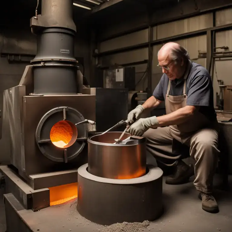 Visual representation of "founder" - A person who melts and shapes metal in a mold.