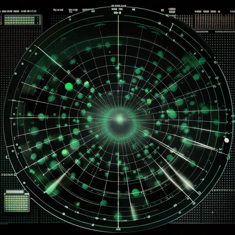 Visual representation of "clutter" - Unwanted echoes that interfere with the observation of signals on a radar screen