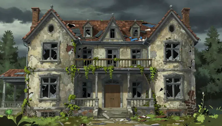 Visual representation of "disrepair" - The condition of being broken or not working properly
