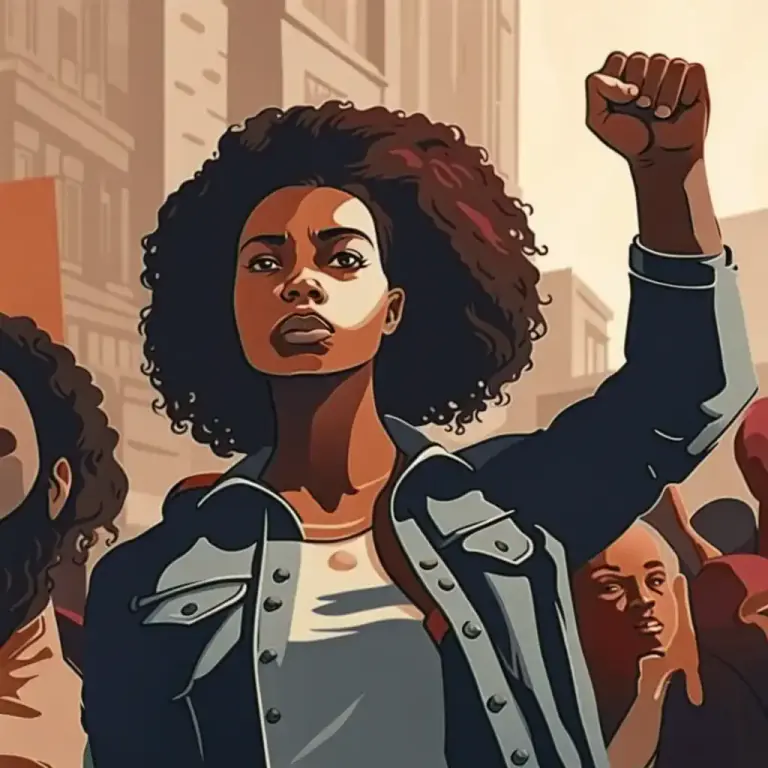 Visual representation of "fist" - A symbol or gesture of solidarity or defiance made by raising one's clenched hand.