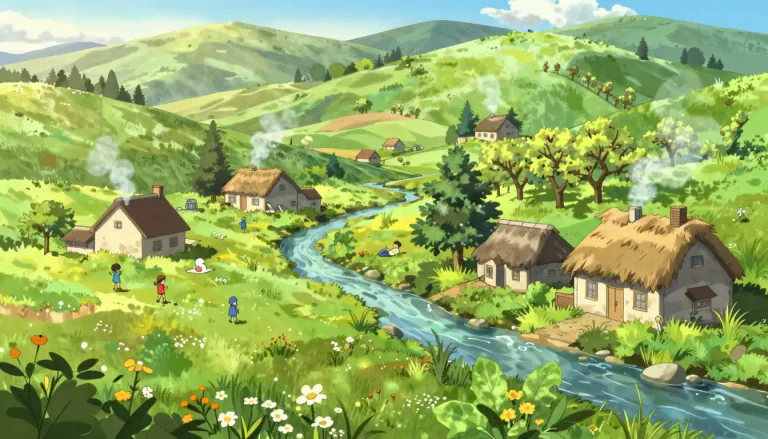 Visual representation of "arcadia" - A place or condition of great happiness where everything is simple and unspoiled.