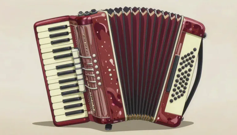 Visual representation of "accordion" - A portable musical instrument with bellows and keys, often used in folk music.