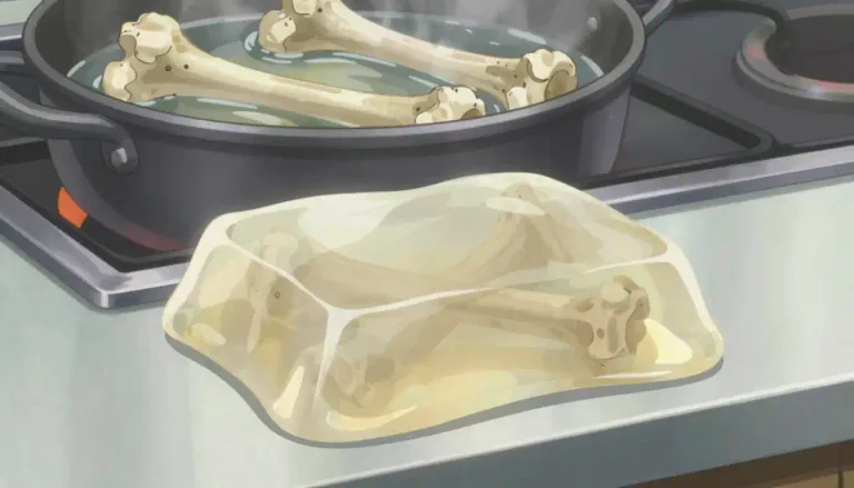 Visual representation of "gelatin" - A clear substance, obtained from animal bones, used in cooking