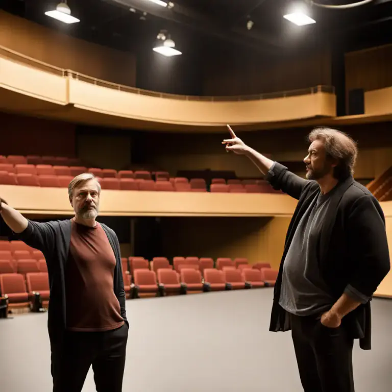 Visual representation of "cut away" - To stop or interrupt a scene in a play or performance.