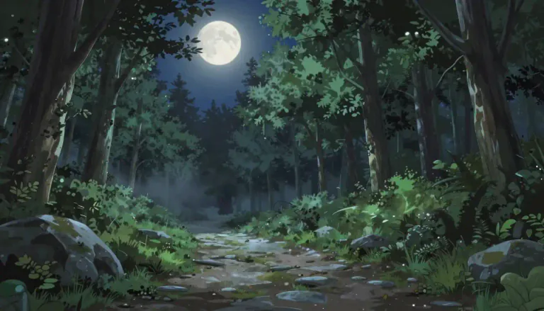 Visual representation of "moonlit" - Illuminated by the light from the moon