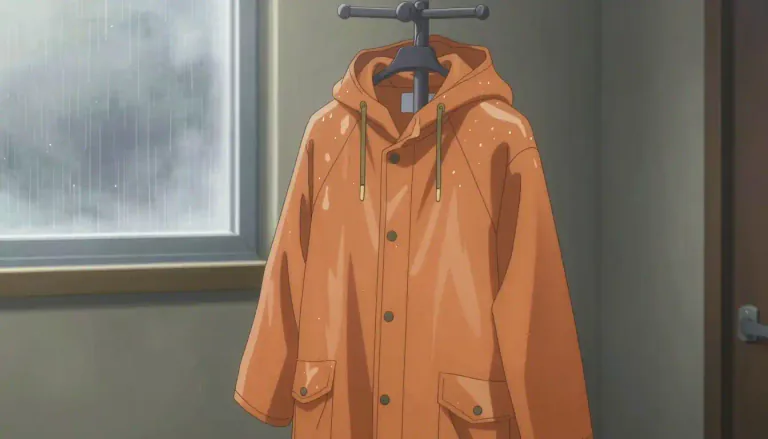 Visual representation of "mac" - A kind of raincoat made from waterproof material.