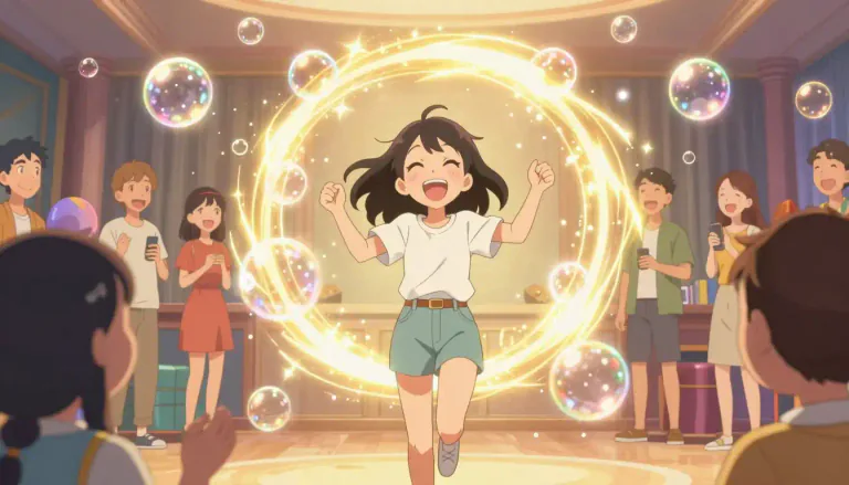Visual representation of "effervescent" - Bubbly and energetic, like a soda or a very enthusiastic person
