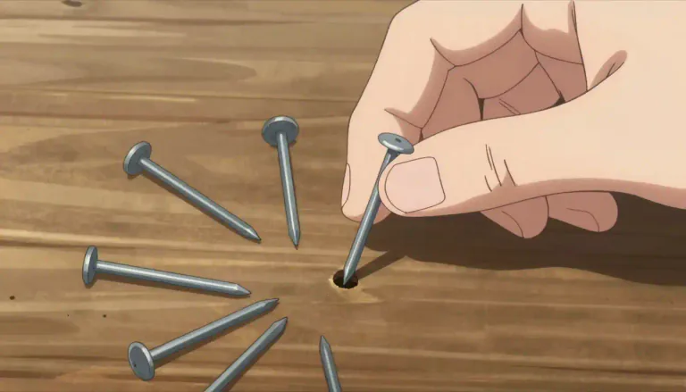 Visual representation of "brad" - A thin wire nail with a small head or without a head at all.