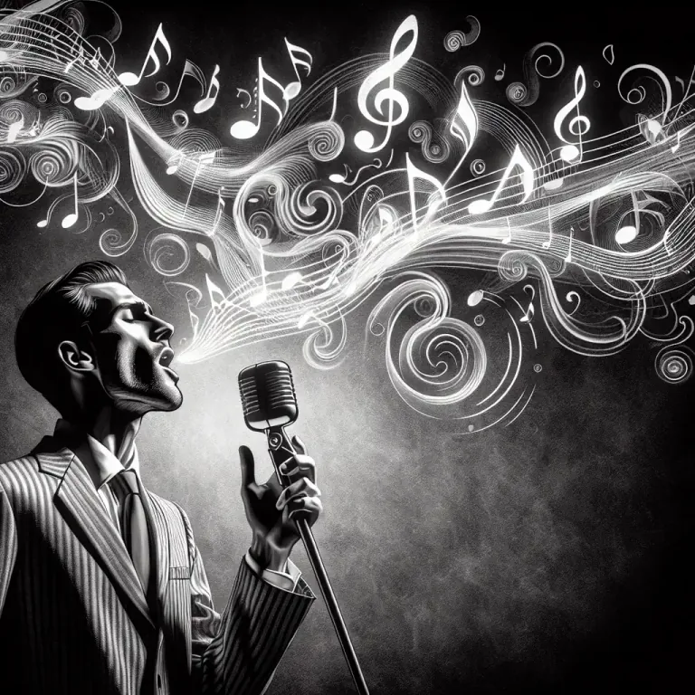 Visual representation of "scat" - A style of singing in jazz music.