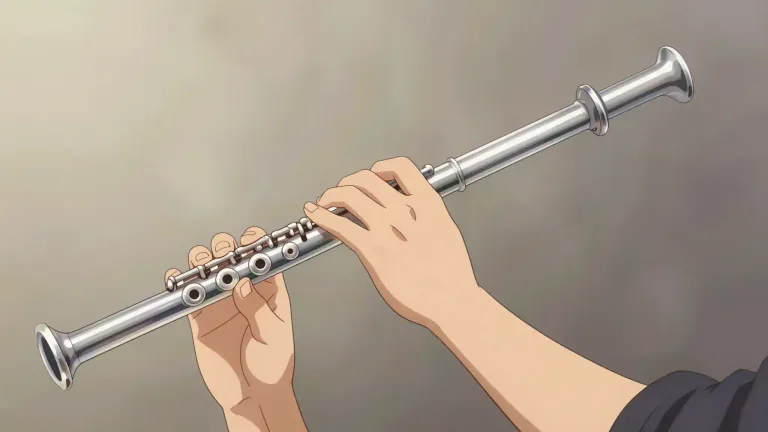 Visual representation of "flute" - A musical instrument made of a thin tube, with holes that you cover with your fingers