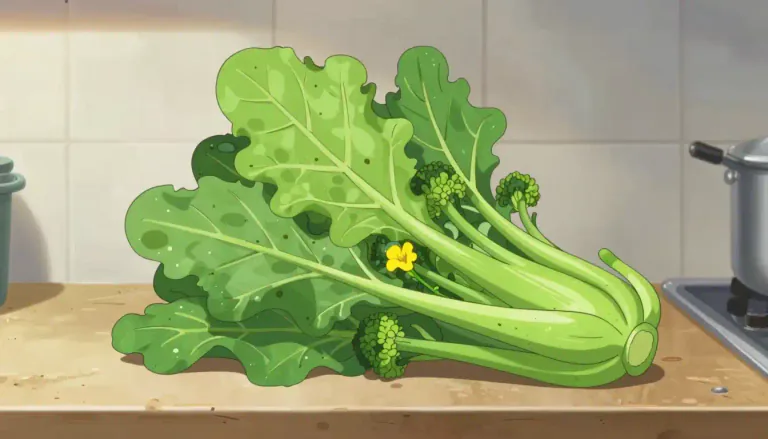 Visual representation of "rapini" - A type of leafy green vegetable from the Brassica family, related to broccoli, with small yellow flowers and edible leaves, often used in cooking, particularly in Italian dishes.