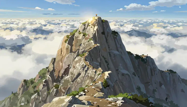 Visual representation of "summit" - The highest point of a mountain or hill