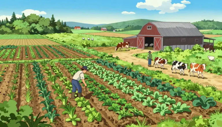 Visual representation of "agricultural" - Relating to farming or the use of land for growing plants and rearing animals