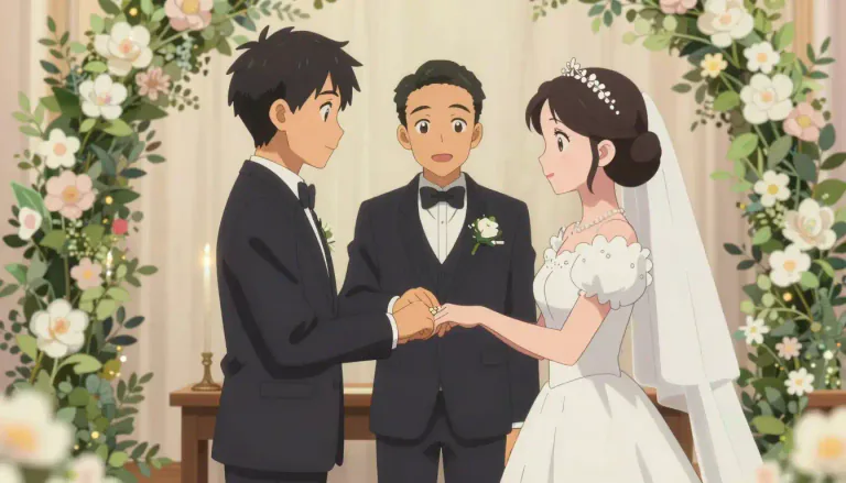 Visual representation of "marry" - to become a legal partner of someone in a formal ceremony