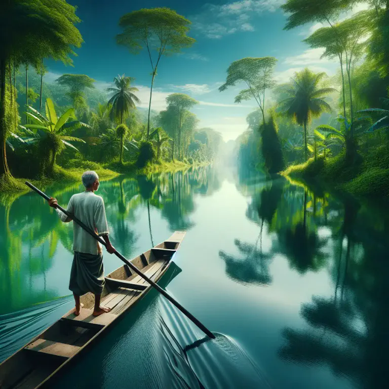 Visual representation of "punter" - A long, narrow boat that is moved by punting