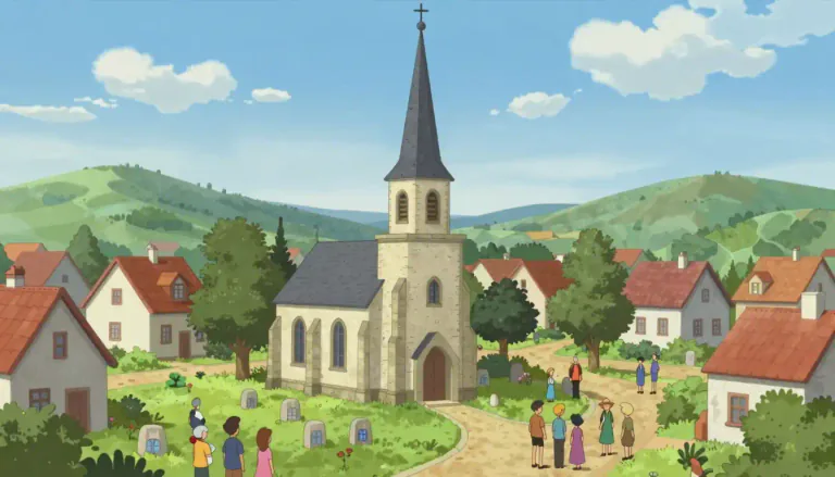 Visual representation of "parochial" - Related to a church parish (an area served by one church)