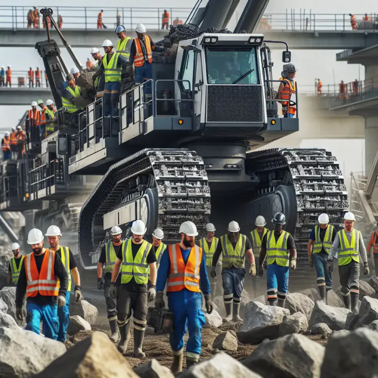 Visual representation of "caterpillar" - A vehicle used in construction, that moves on continuous band of large metal plates.