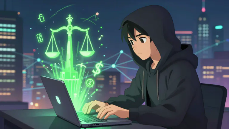 Visual representation of "hacktivist" - Somebody who combines hacking skills with political activism to promote social change.