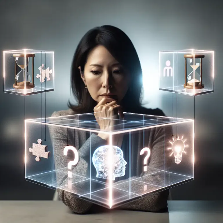 Visual representation of "dimensional" - Relating to an aspect or feature of a situation, problem, or thing