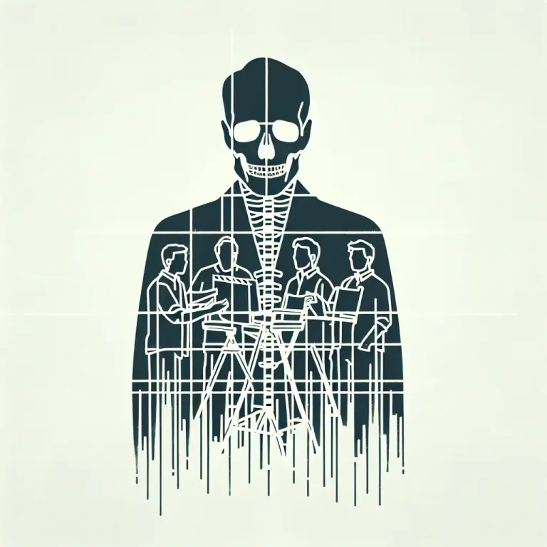 Visual representation of "cadre" - A framework or skeleton that is used as a guide in developing something.