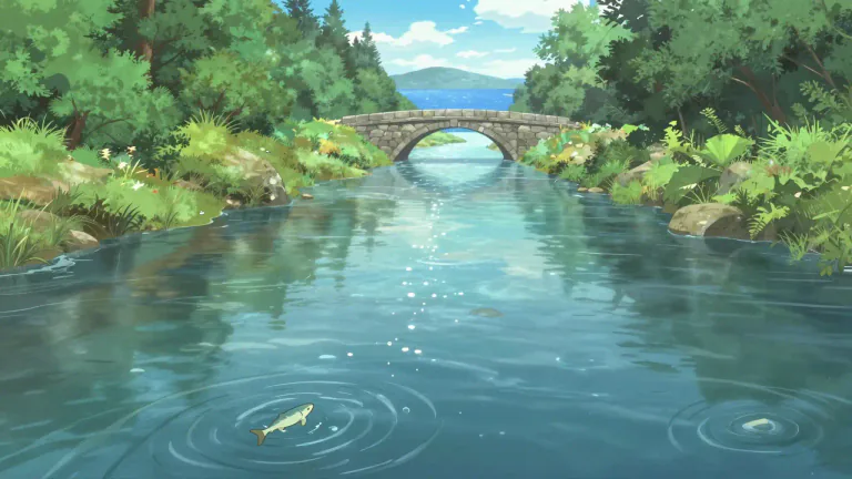 Visual representation of "downstream" - Further along in the course of a river towards the sea