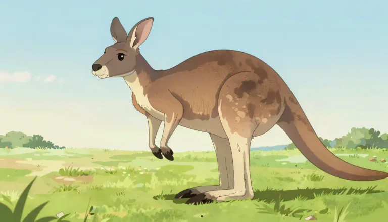 Visual representation of "kangaroo" - A large marsupial from Australia that hops on its hind legs.