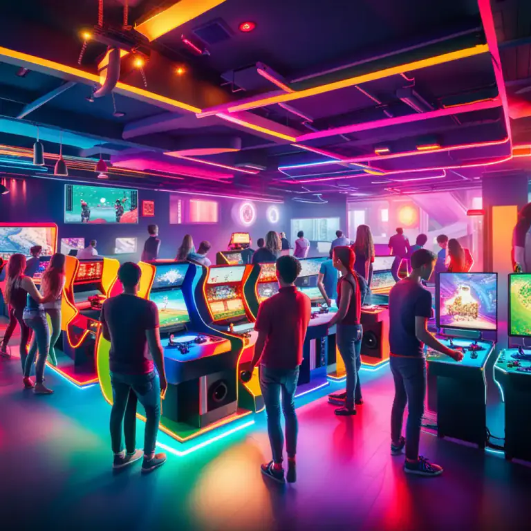 Visual representation of "arcade" - A place filled with electronic games that you can play