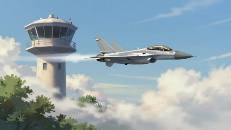 Visual representation of "buzz" - To fly low over something quickly and lightly, usually an aircraft.