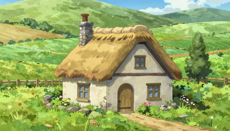 Visual representation of "cottage" - A small house, usually in the country.