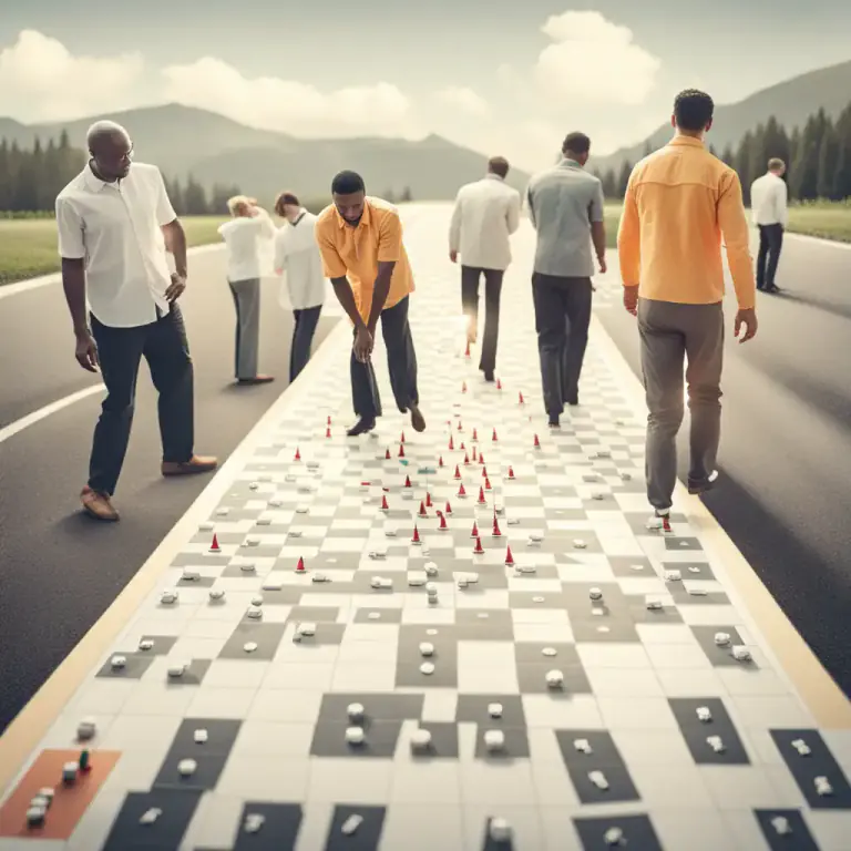 Visual representation of "push ahead" - To advance or make progress, especially in a determined manner.