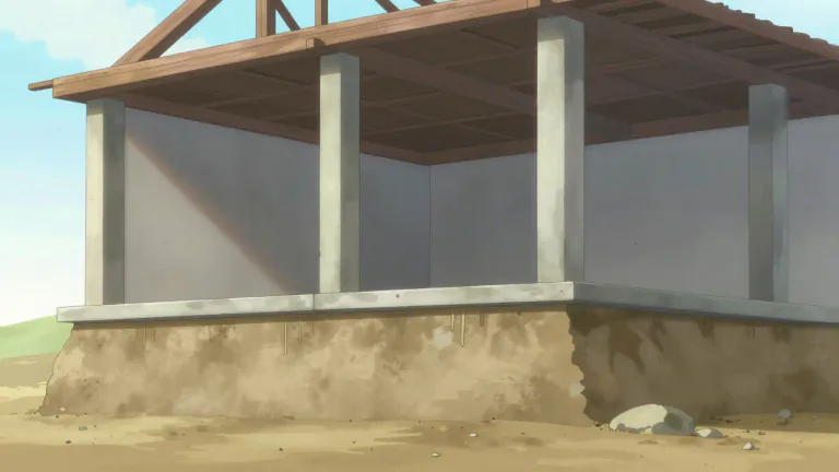 Visual representation of "superstructure" - The part of a building or construction above the foundation or ground level
