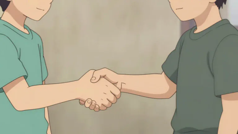 Visual representation of "handshake" - It is a greeting when two people clasp each other's hands and move them up and down.