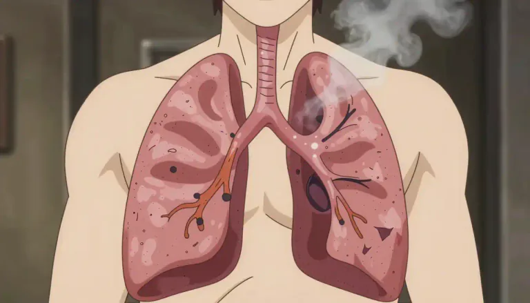Visual representation of "emphysema" - A serious disease that damages the lungs and makes it difficult to breathe.