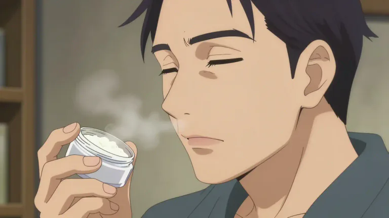 Visual representation of "sniff" - To sniff a substance up the nose