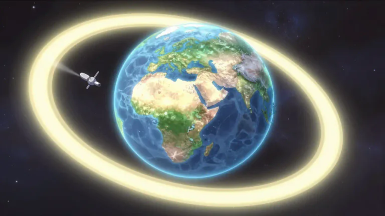 Visual representation of "orbital" - A path followed by objects moving around a star, planet, or moon