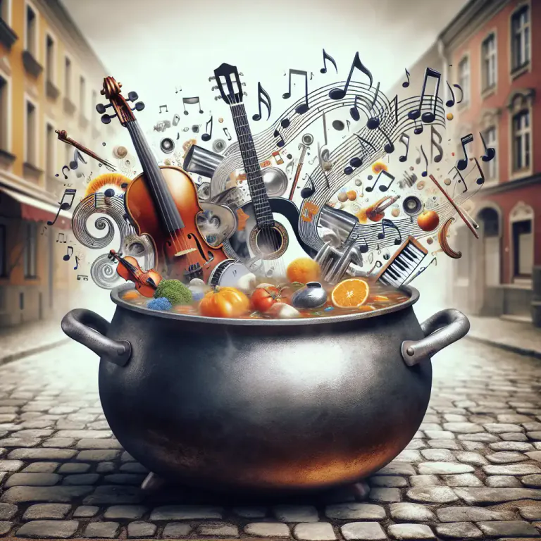 Visual representation of "pottage" - A mixture or medley of things