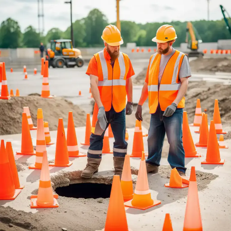 Visual representation of "cone off" - To block off or separate an area using traffic cones