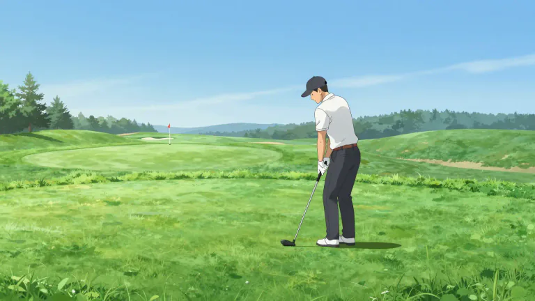 Visual representation of "golf" - A game played by hitting a small ball into holes in a large outdoor area using a golf club.