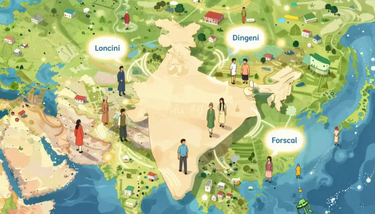Visual representation of "hindi" - Hindi is an Indo-Aryan language spoken chiefly in the Hindi Belt, covering northern and central India.