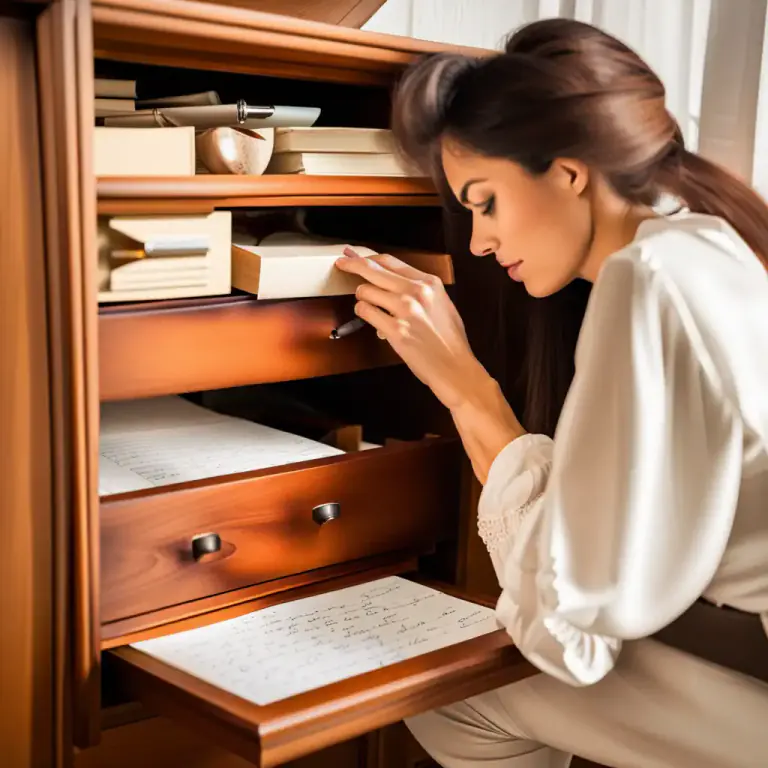 Visual representation of "tuck away" - To put something in a safe or hidden place