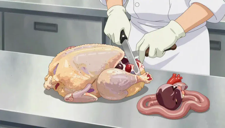 Visual representation of "innards" - The internal organs of an animal or person.