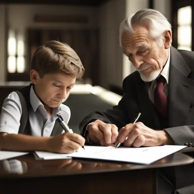Visual representation of "sign over" - To hand over control or responsibility of something by signing a legal document.