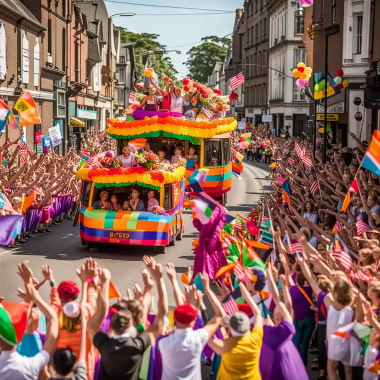 Visual representation of "float" - A platform on wheels that is used in parades