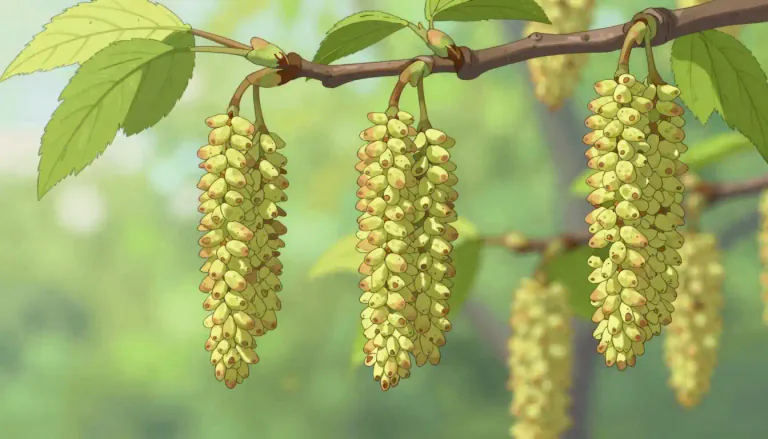 Visual representation of "catkin" - A slim, cylinder-like flower cluster, usually drooping, as seen on some trees and shrubs.